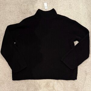 Gap 100% cotton mock neck split hem black sweater